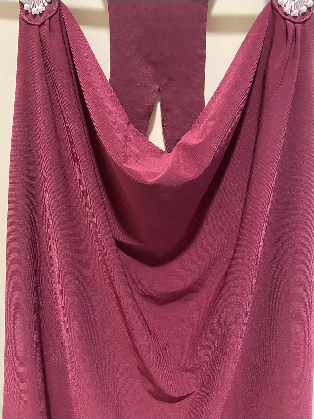 WHBM Burgundy Embellished Razorback blouse. Size S. - Picture 5 of 9
